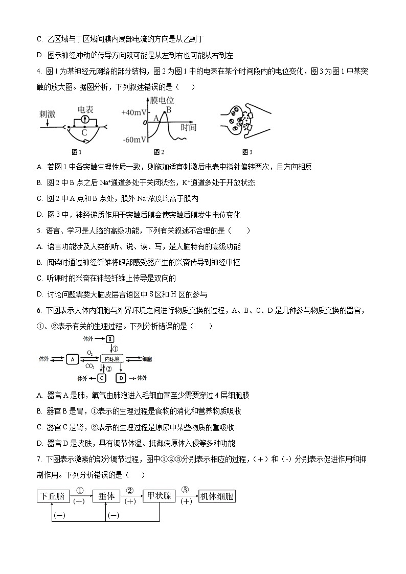 江苏省连云港市连云区连云港高级中学2024-2025学年高二上学期9月月考生物试题  Word版无答案第2页