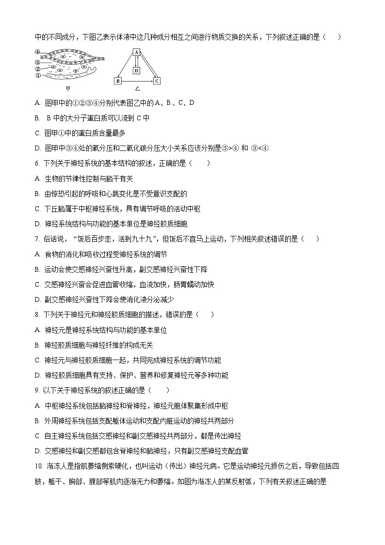河南省郑州市2024-2025学年高二上学期9月月考生物试题  Word版无答案第2页