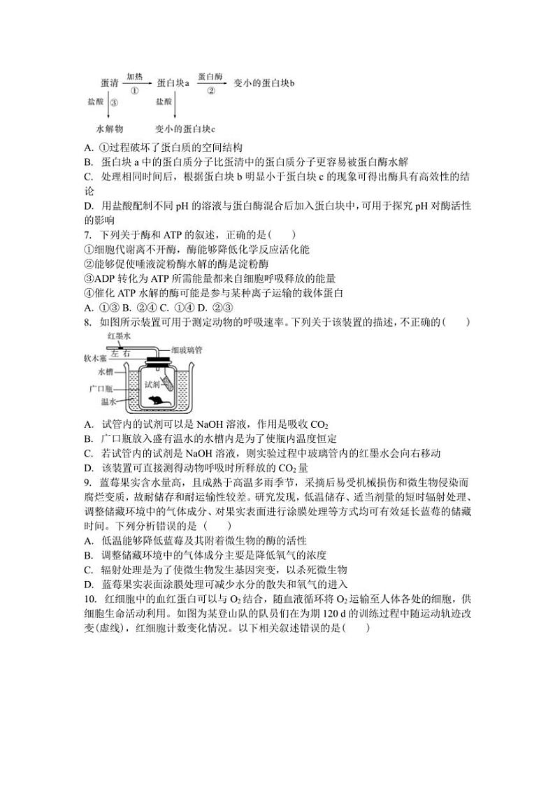[生物]甘肃省天水市第二中学2024～2025学年高三上学期10月月考试题(有答案)第2页