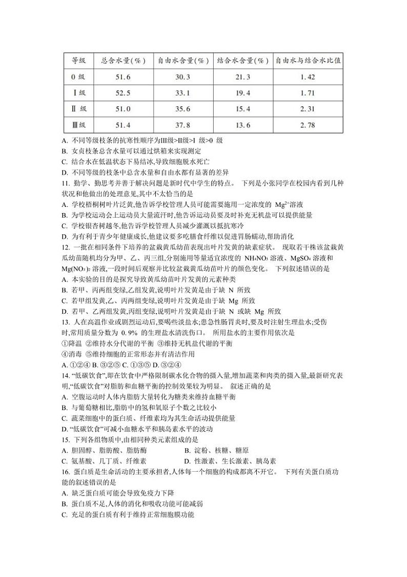 [生物]陕西省咸阳市实验中学2024～2025学年高一上学期第一次月考试题(有答案)第3页
