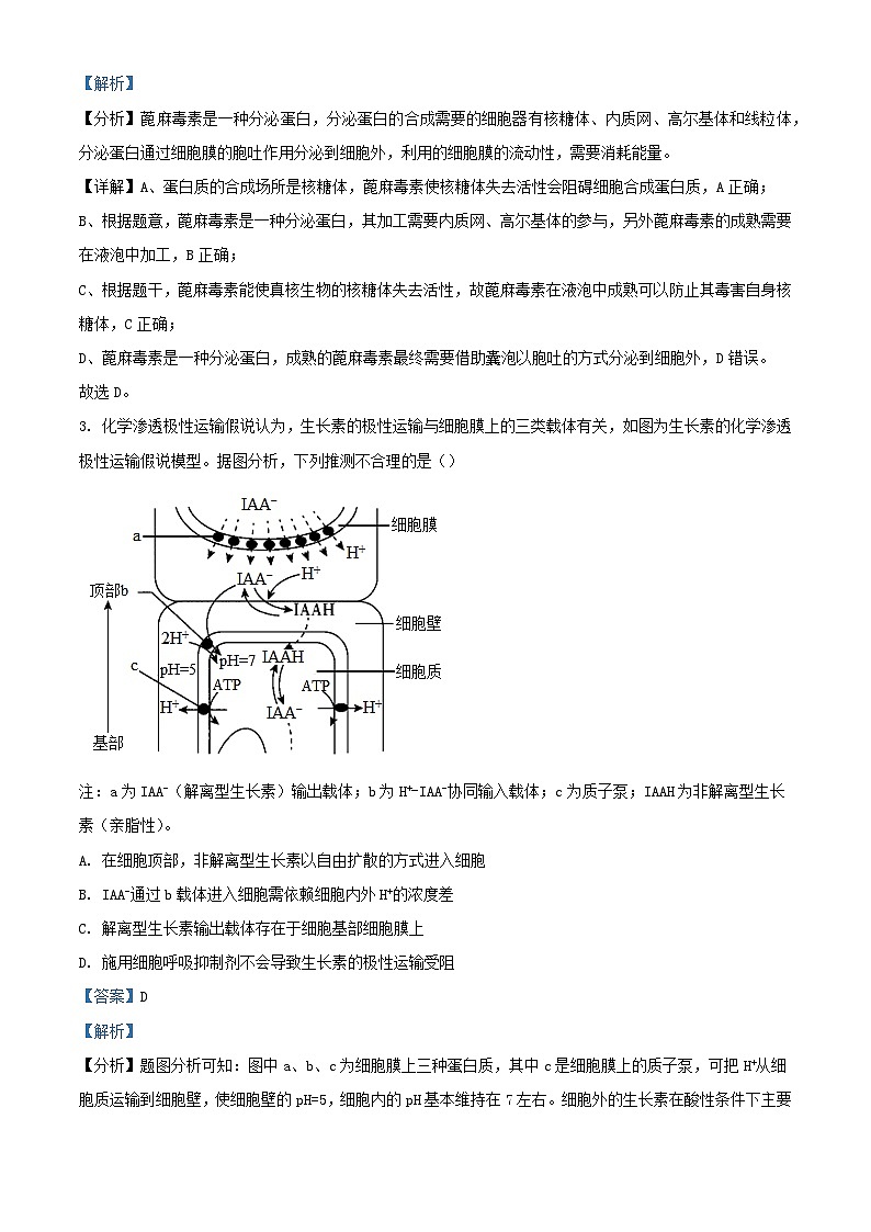 湖南省2023_2024学年高三生物上学期月考卷四试题含解析第2页