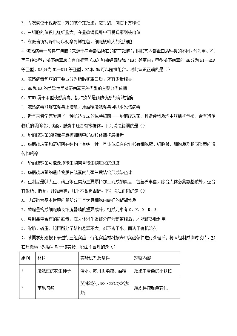 山东省济宁市邹城市2023_2024学年高一生物上学期11月期中试题第2页