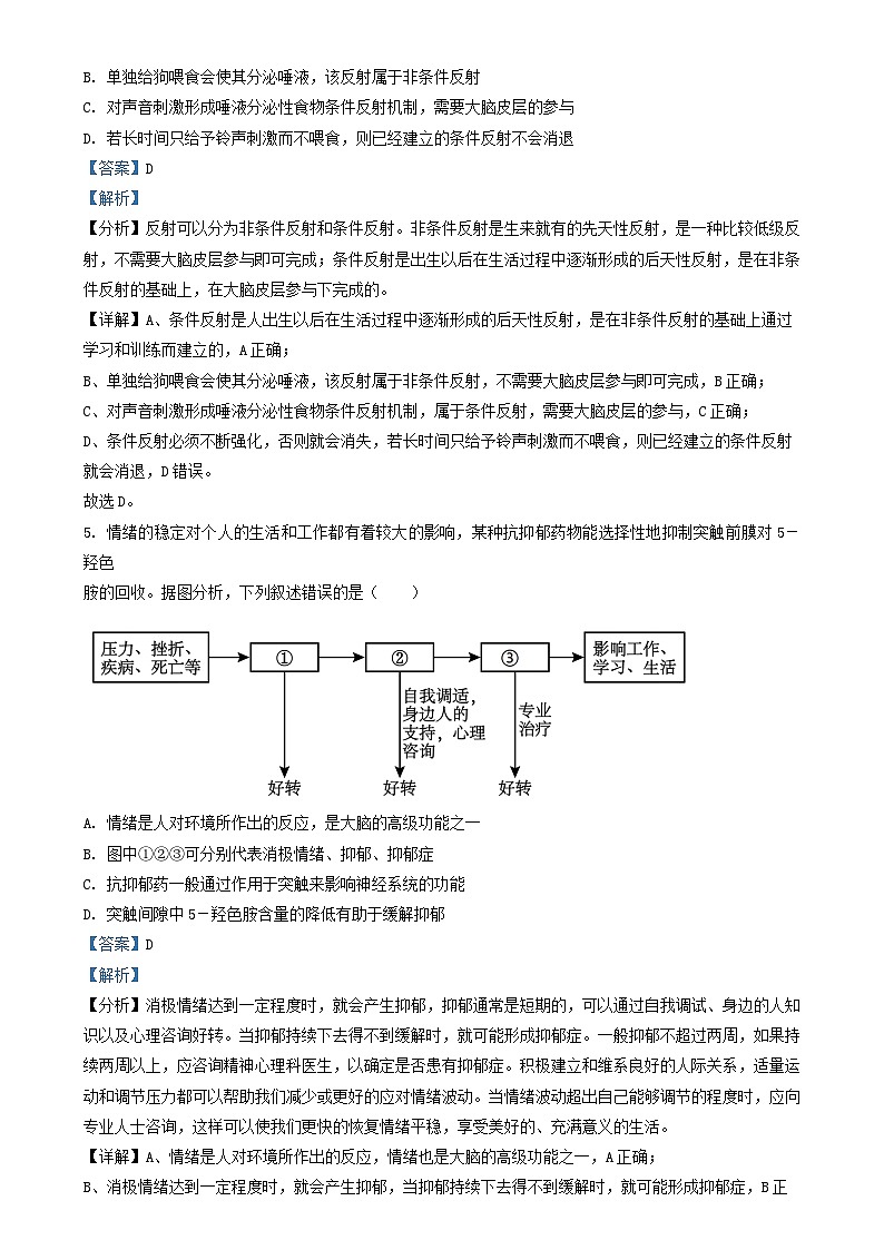 山西省朔州市怀仁市2023_2024学年高二生物上学期期中试题含解析第3页