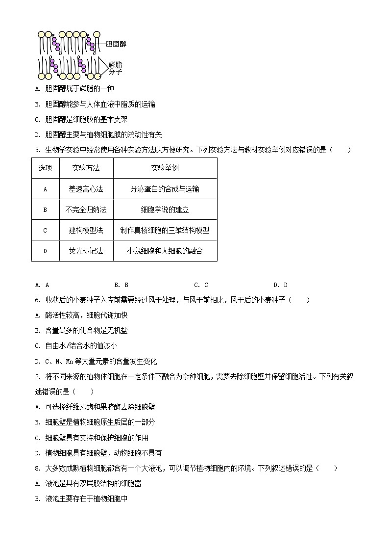 四川省2023_2024学年高一生物上学期期中联合学业质量检测试题含解析第2页