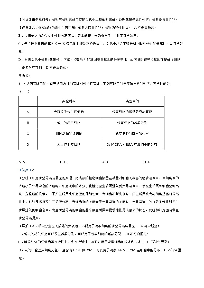 山西省大同2023_2024高三生物上学期10月月考试题第3页