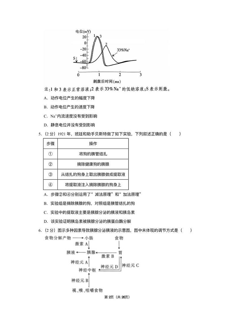 江西省鹰潭市2023_2024学年高二生物上学期11月期中试题pdf第2页