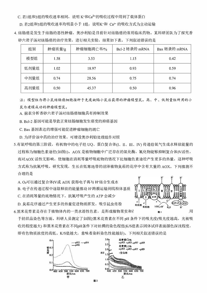 重庆市八中2023_2024高三生物上学期第一次高考适应性月考试题pdf第2页
