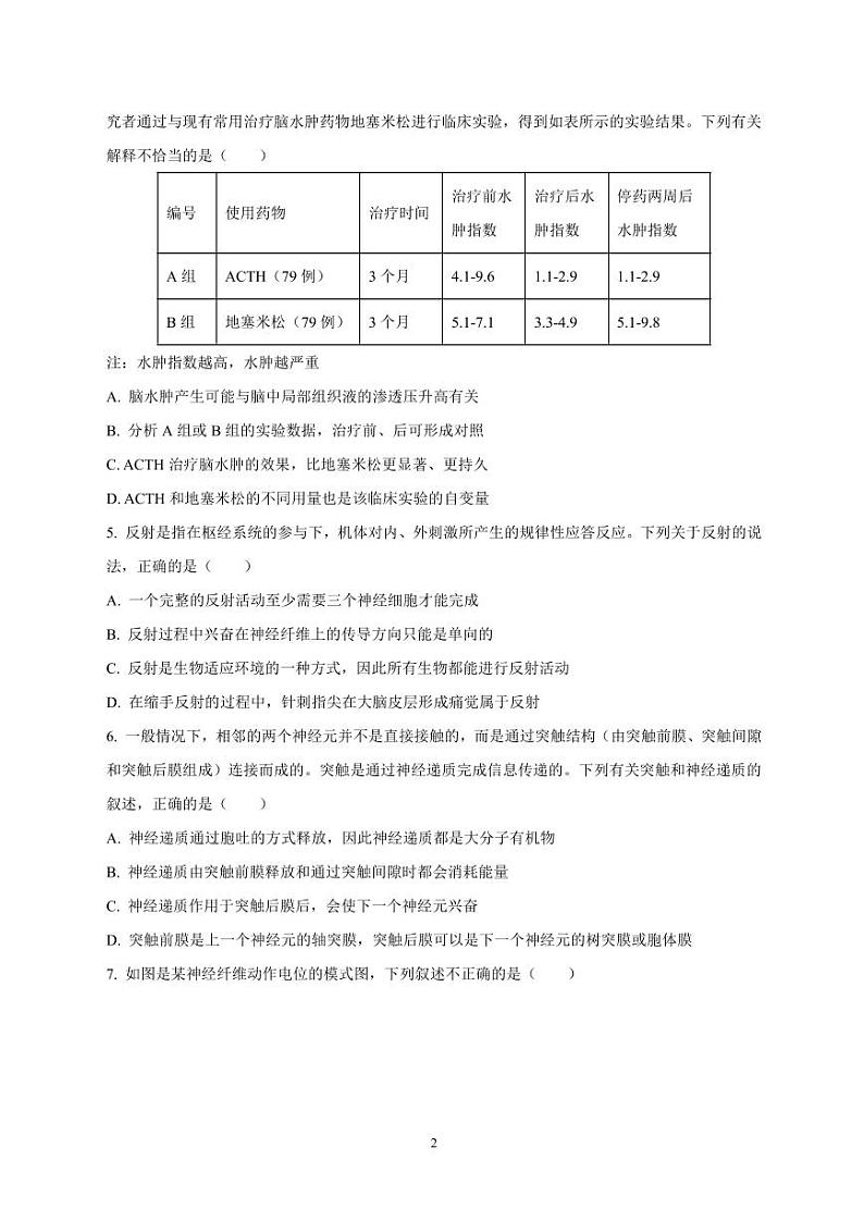 山东省济宁市邹城市第一中学2024-2025学年高二上学期10月月考生物试题第2页
