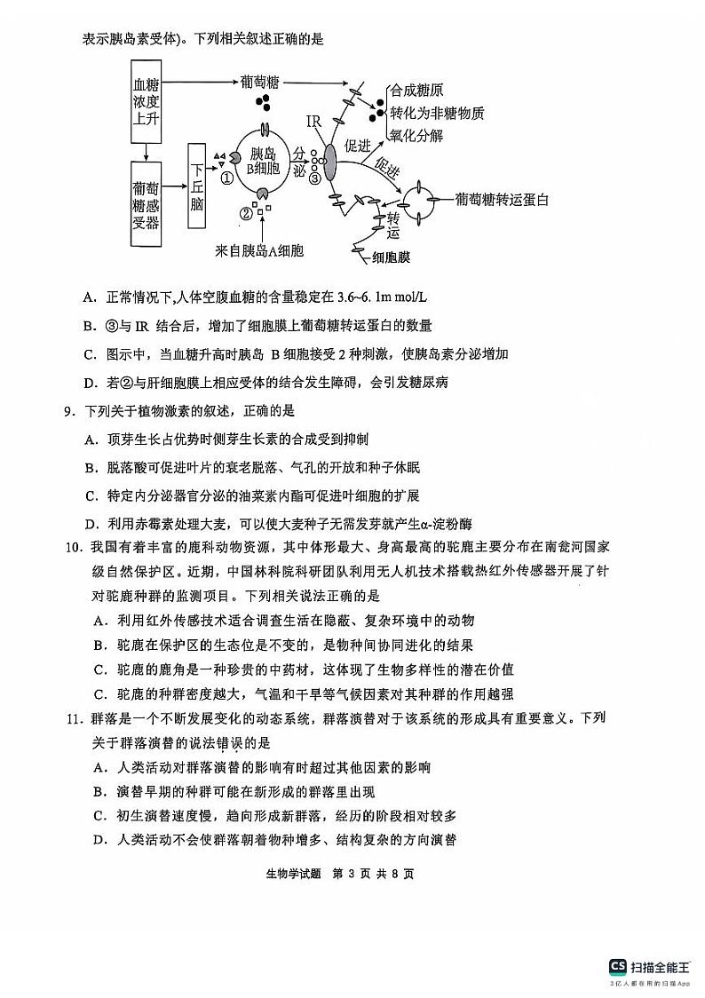 安徽省江南十校2025届高三上学期10月第一次综合素质检测生物试卷第3页