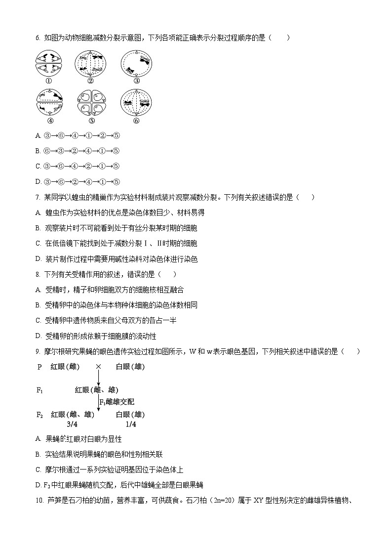 辽宁省鞍山市2023-2024学年高一下学期期中考试生物试题  Word版无答案第2页
