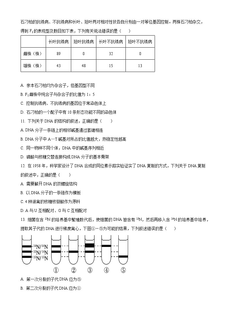 辽宁省鞍山市2023-2024学年高一下学期期中考试生物试题  Word版无答案第3页