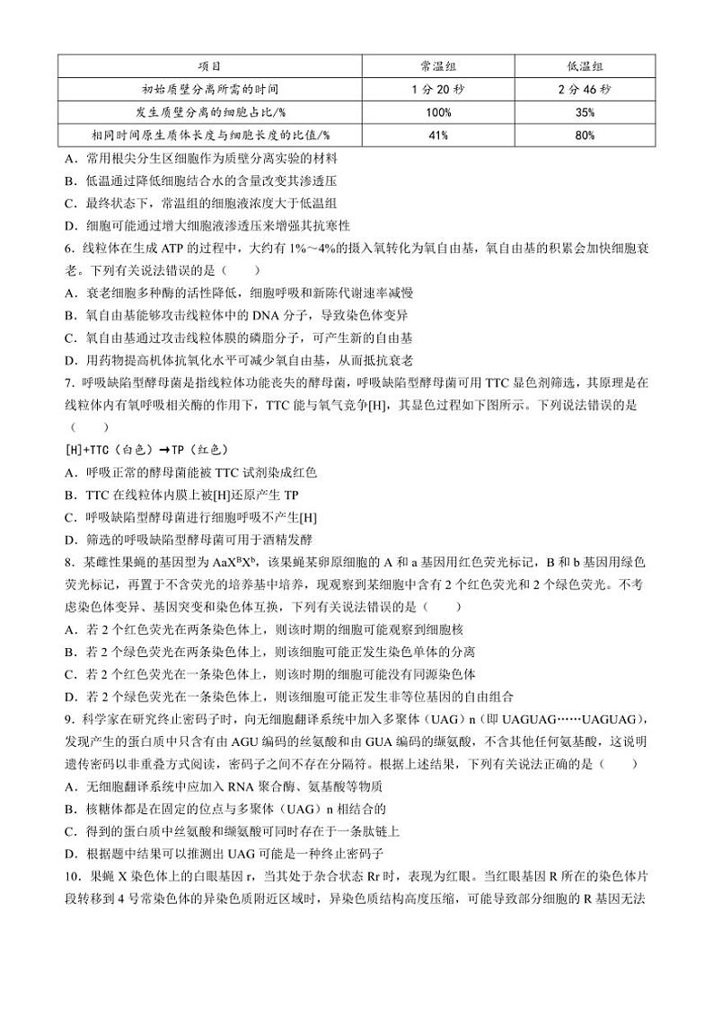 [生物]河南省部分名校2024～2025学年高三上学期10月阶段性检测二试题(有答案)02