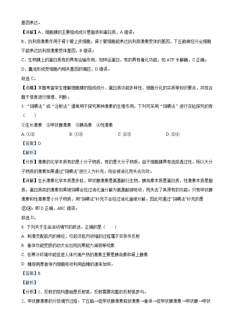 黑龙江省绥化市绥棱县第一中学2024-2025学年高二上学期9月月考生物试题  Word版含解析第3页