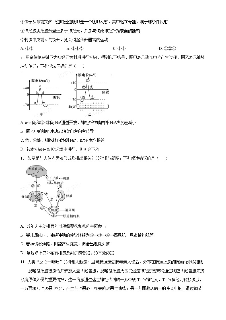 湖南省长沙市长郡中学2024—2025学年高二上学期第一次考试生物试题 Word版无答案第3页