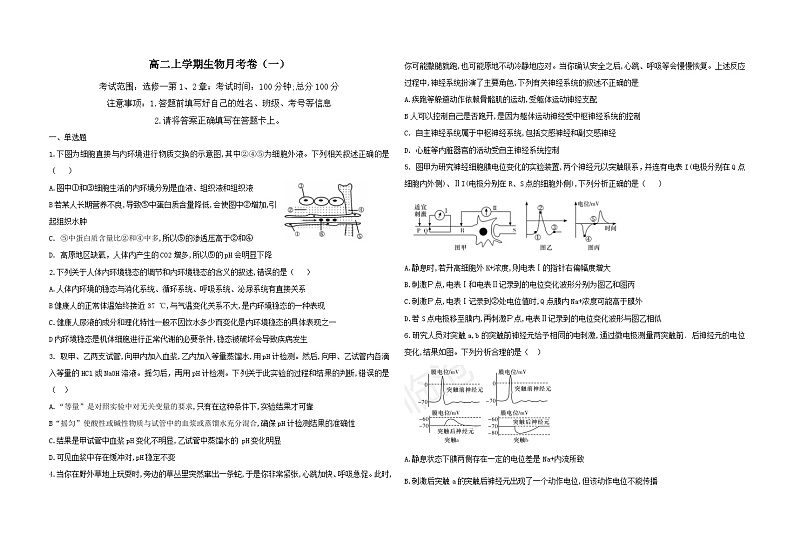 云南省临沧市临翔区临沧市临翔区第一中学2024-2025学年高二上学期生物月考试题01