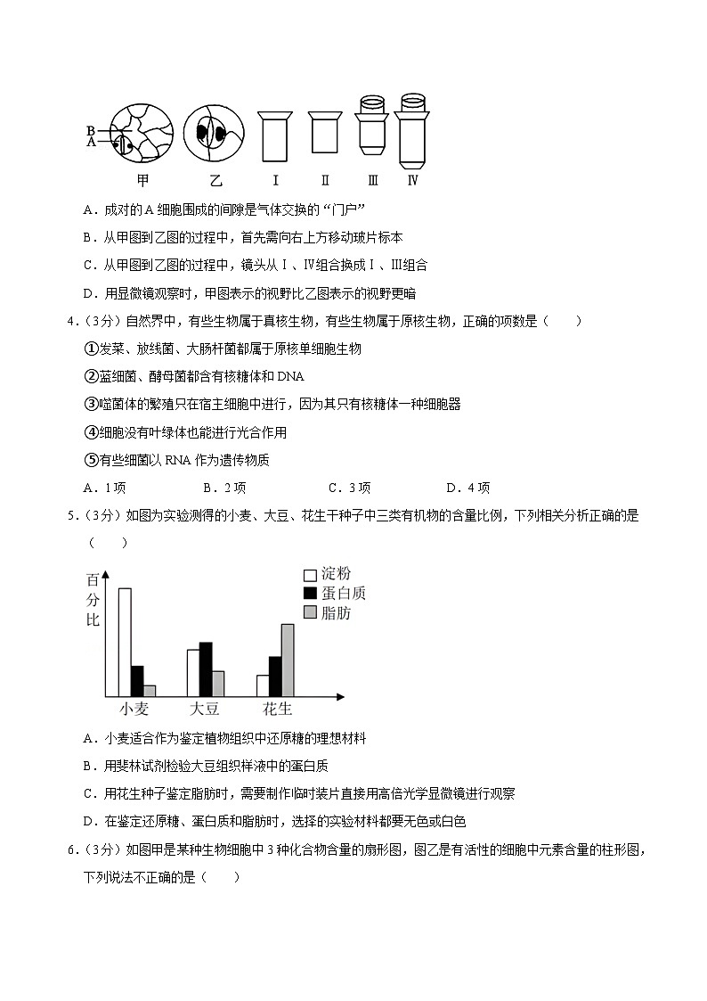 云南省昆明市禄劝彝族苗族自治县禄民族中学2024-2025学年高一上学期9月月考生物试题02