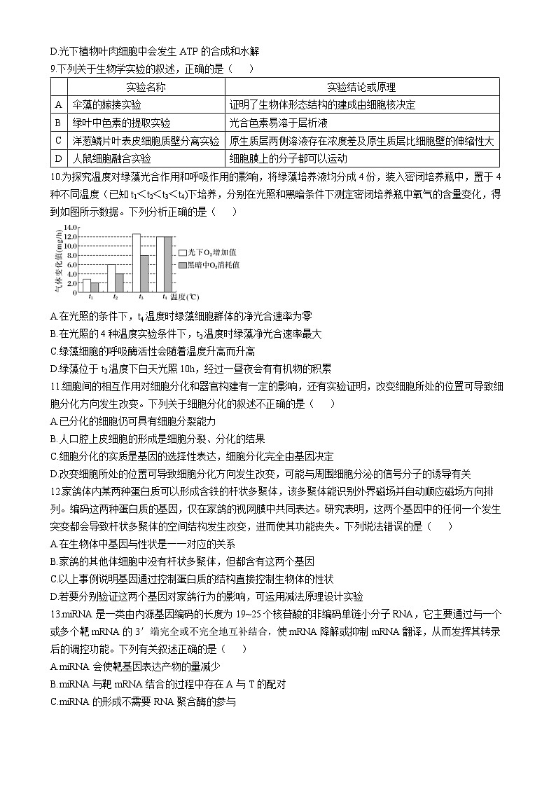 黑龙江省齐齐哈尔市2024-2025学年高三上学期10月月考生物试题 第2页