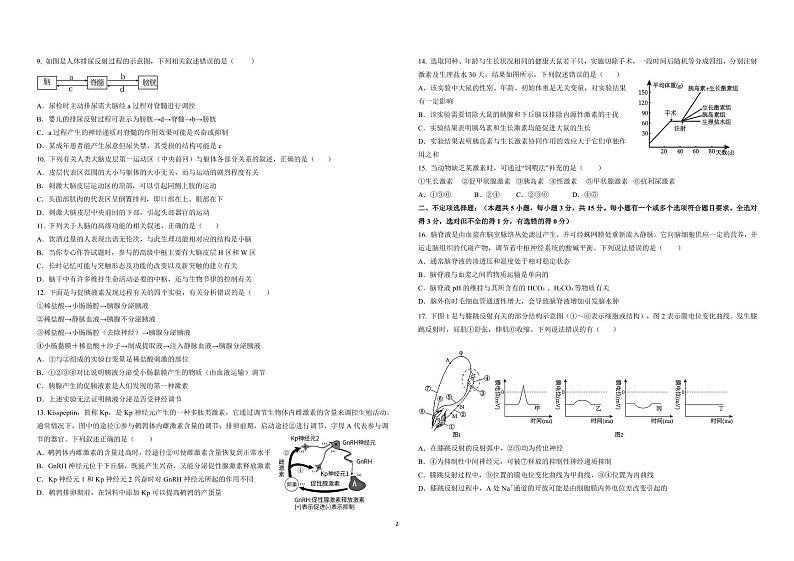 山东省济宁市育才中学2024-2025学年高二上学期10月月考生物试题第2页