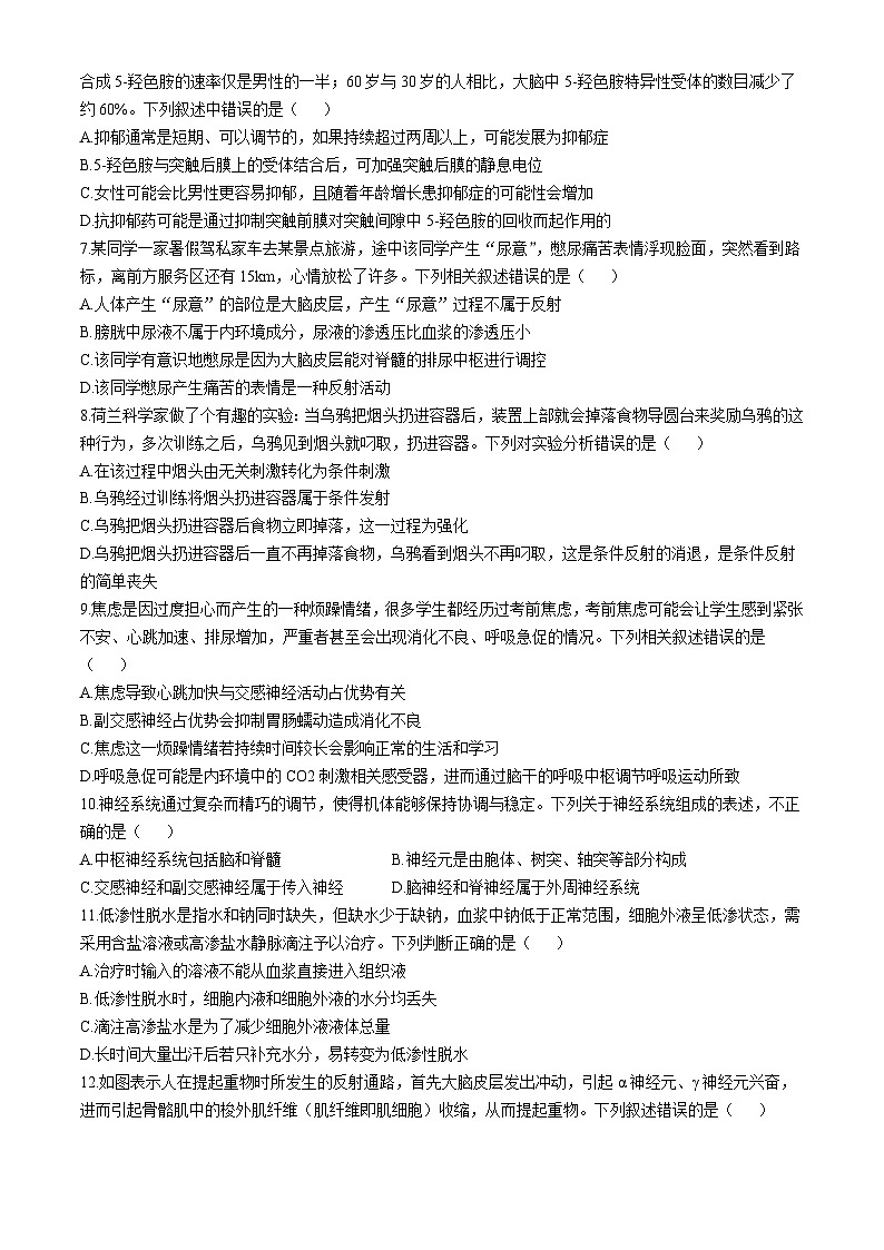 江西省南昌市东湖区南昌市第十九中学2024-2025学年高二上学期10月月考生物试题第2页