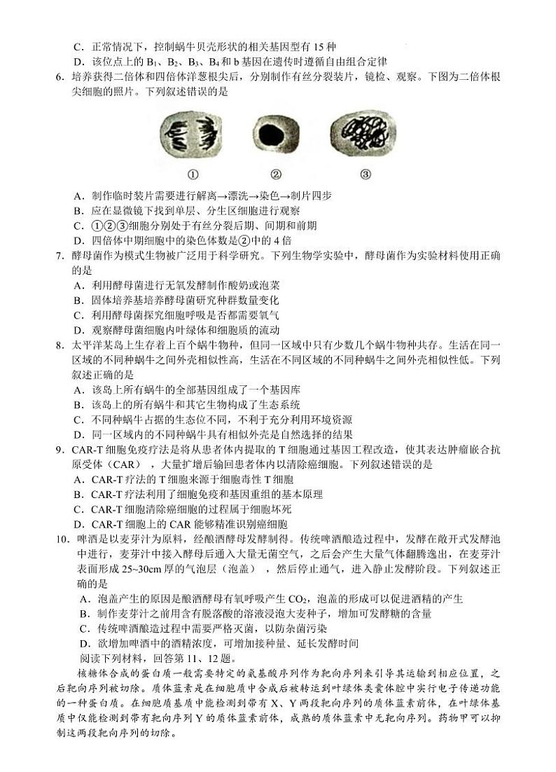 江浙皖高中（县中）发展共同体2024-2025学年高三上学期10月联考试卷+生物第2页