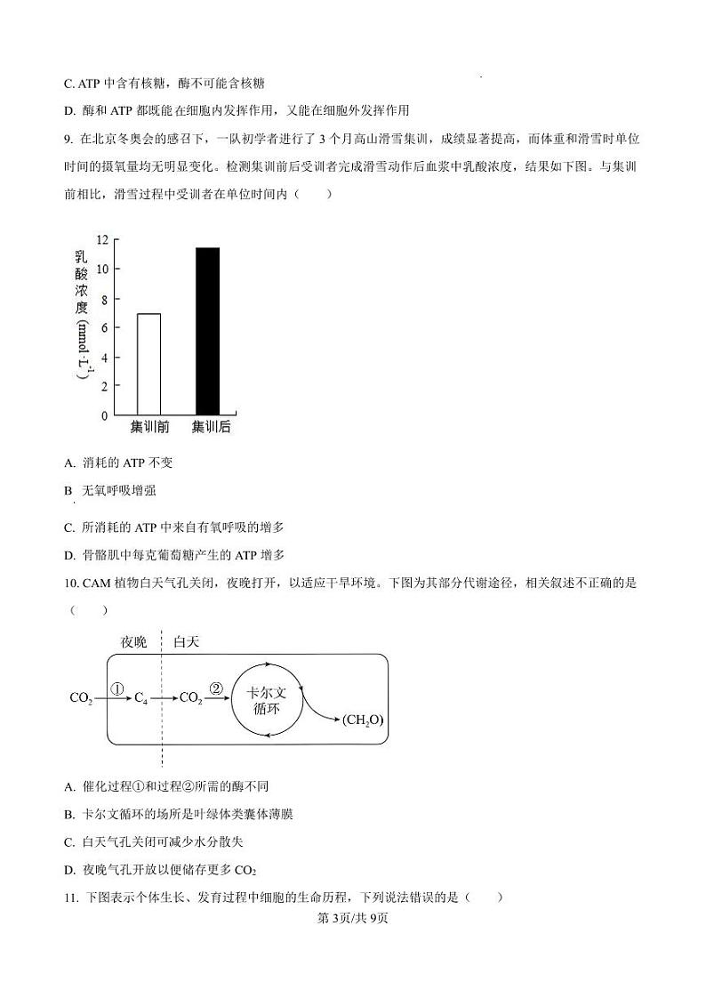 湖南省长沙市周南2025届高三上学期第二阶段考试卷+生物第3页