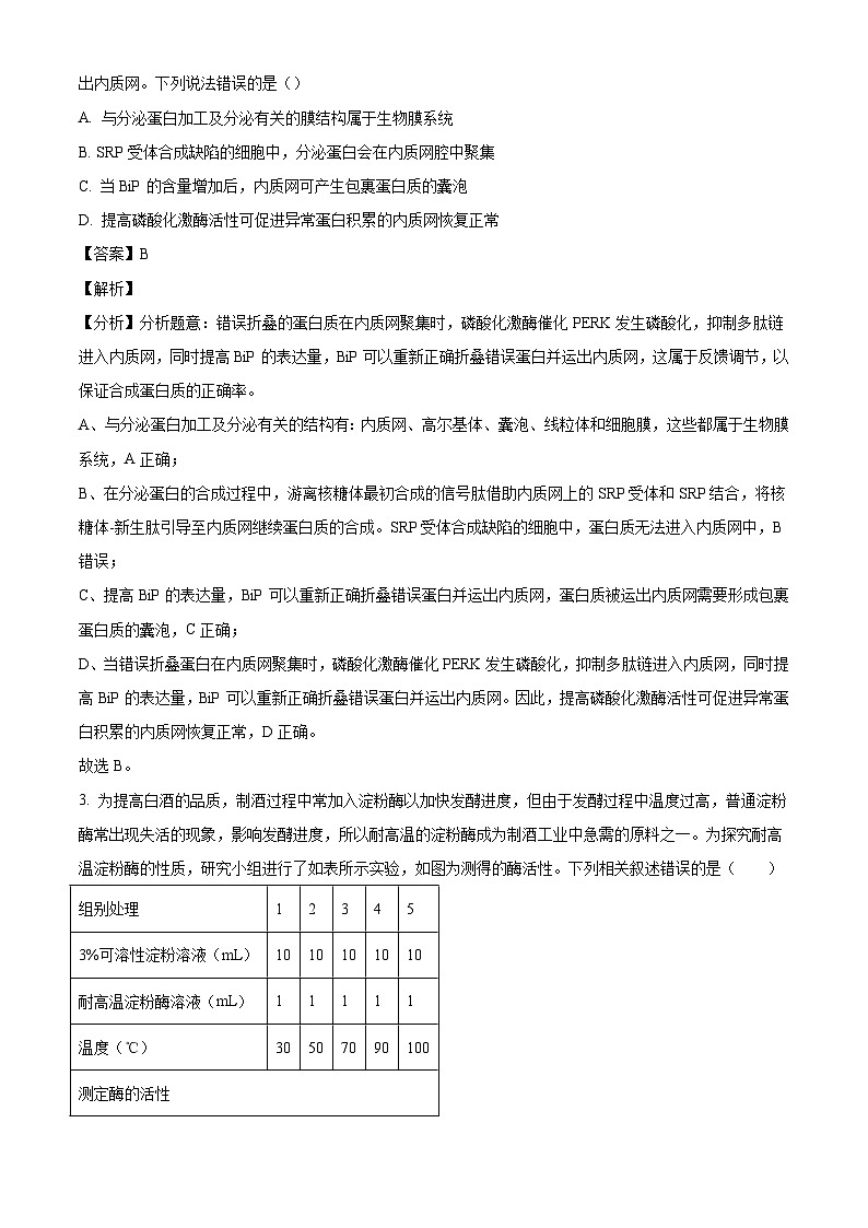 重庆市“名校方案联盟”2024-2025学年高三上学期10月大联考生物试题（解析版）第2页