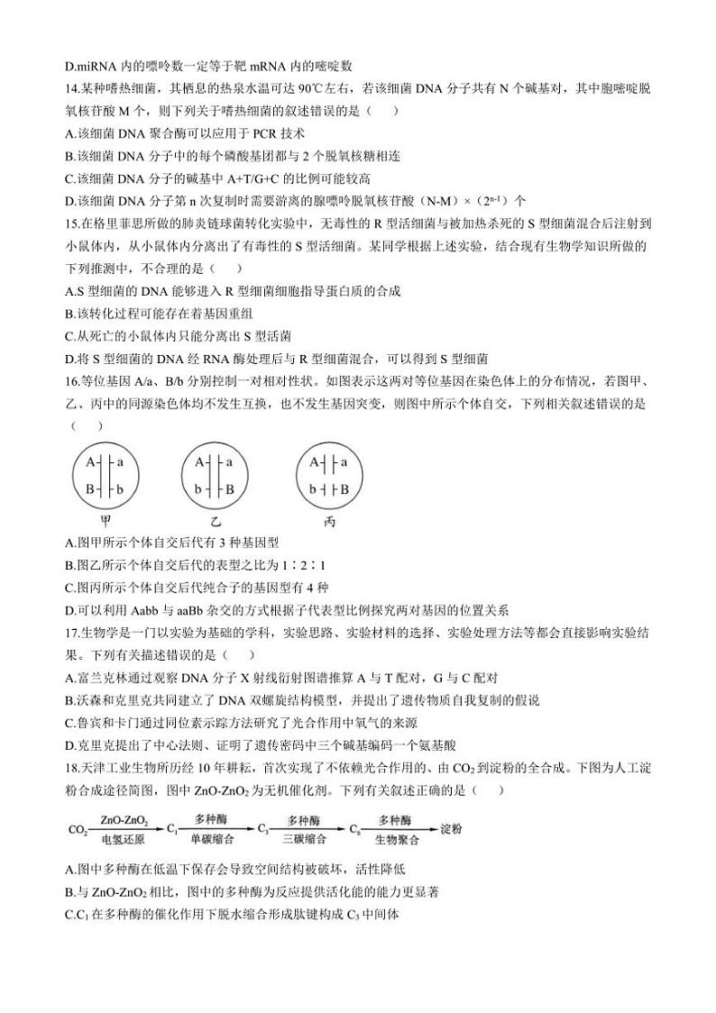 [生物]黑龙江省齐齐哈尔市2024～2025学年高三上学期10月月考试题(有答案)03