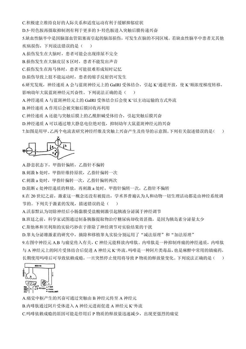 [生物]吉林省2024～2025学年高二上学期10月月考试题(有解析)02