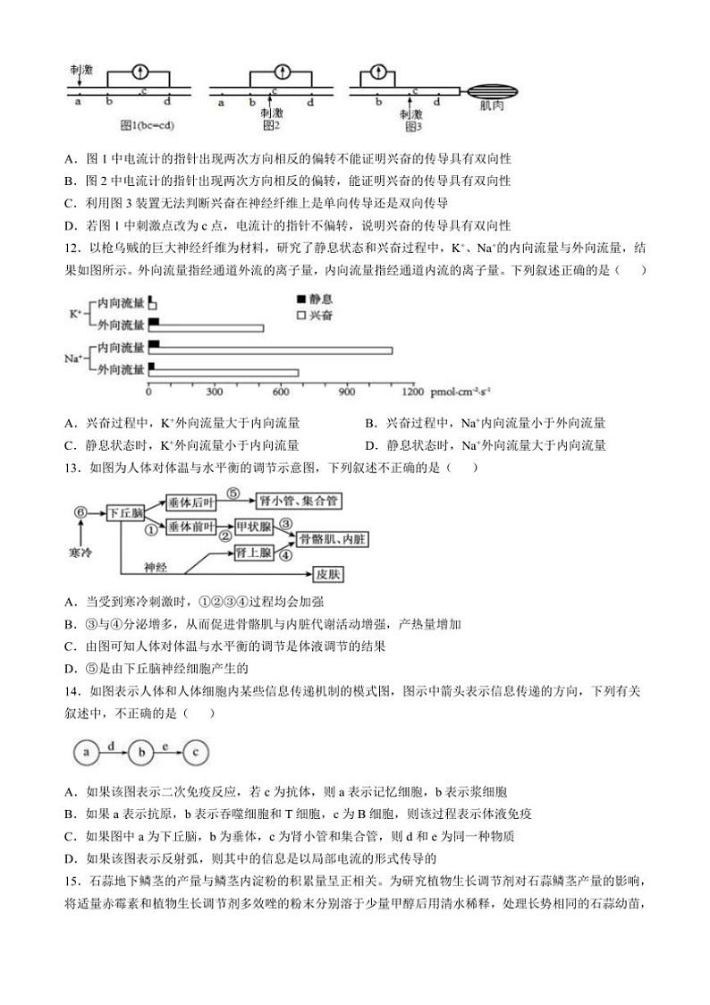 [生物]陕西省宝鸡市金台区宝鸡中学2024～2025学年高二上学期10月月考试题(有答案)第3页