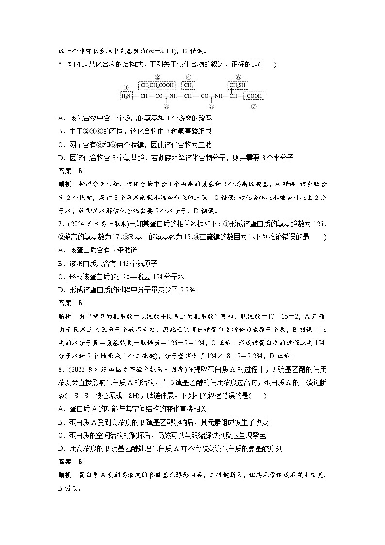 高中生物新教材同步必修第一册课件+讲义 第2章　重点突破练(一)03