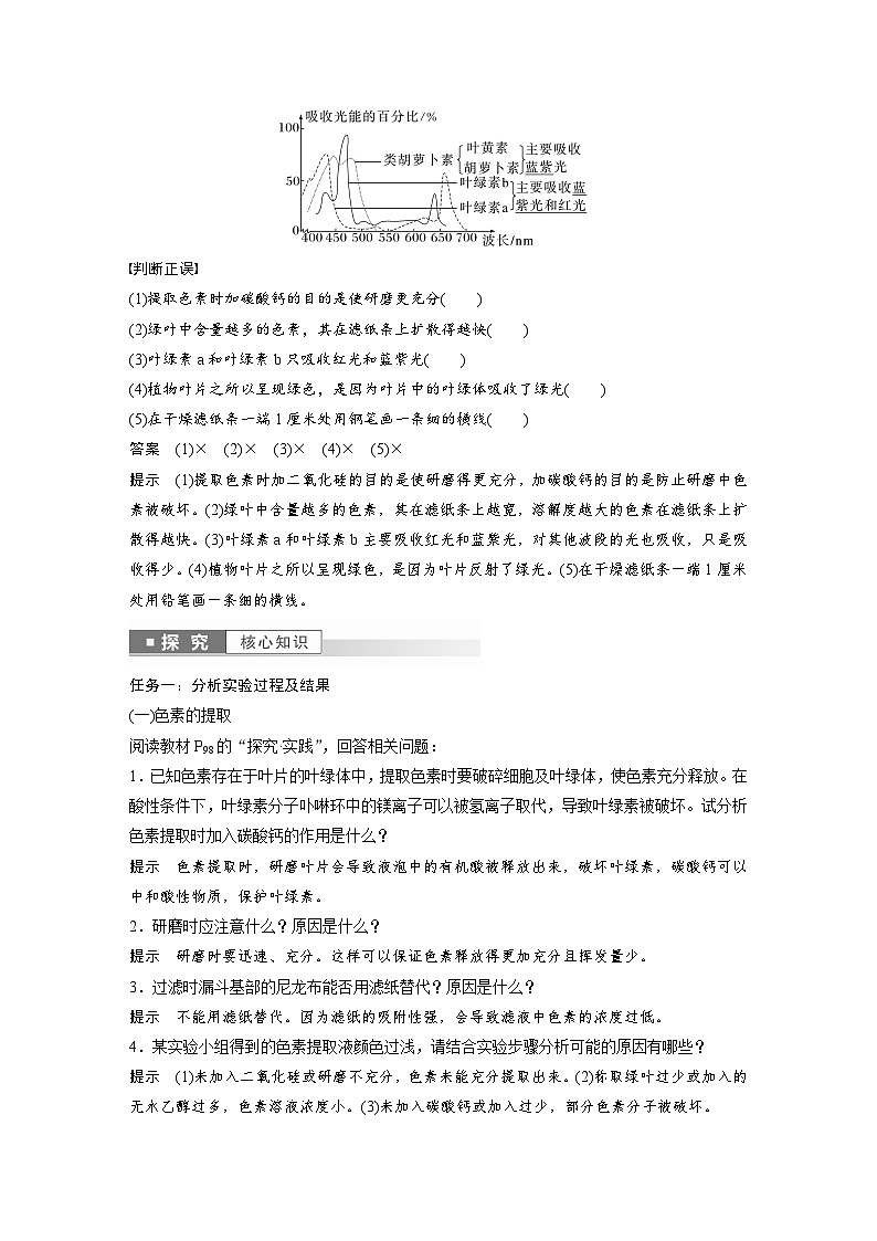 第5章　第4节　第1课时　捕获光能的色素和结构（教师版）第3页