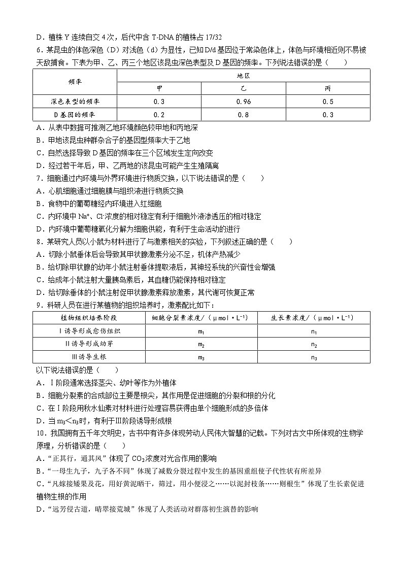 河北省沧州市沧州高三质量检测2024-2025学年高三上学期10月月考生物试题(无答案)02