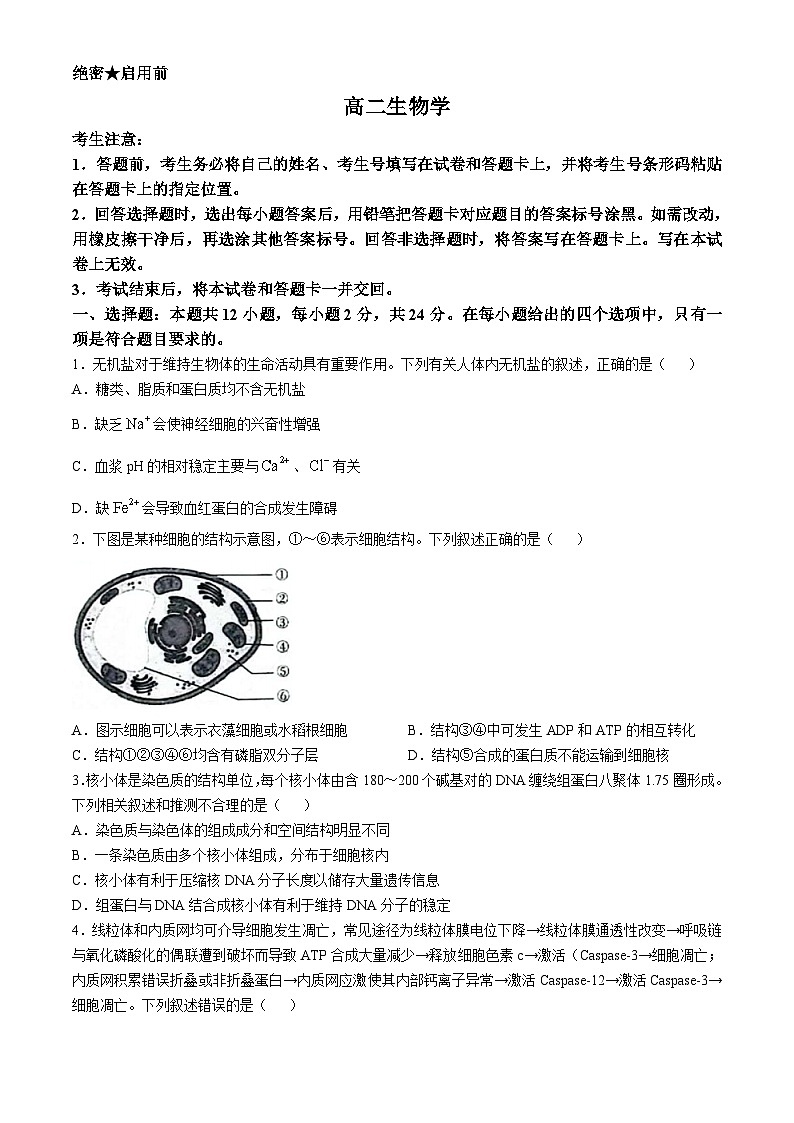 湖南省多校联考2024-2025学年高二上学期10月月考生物试题第1页