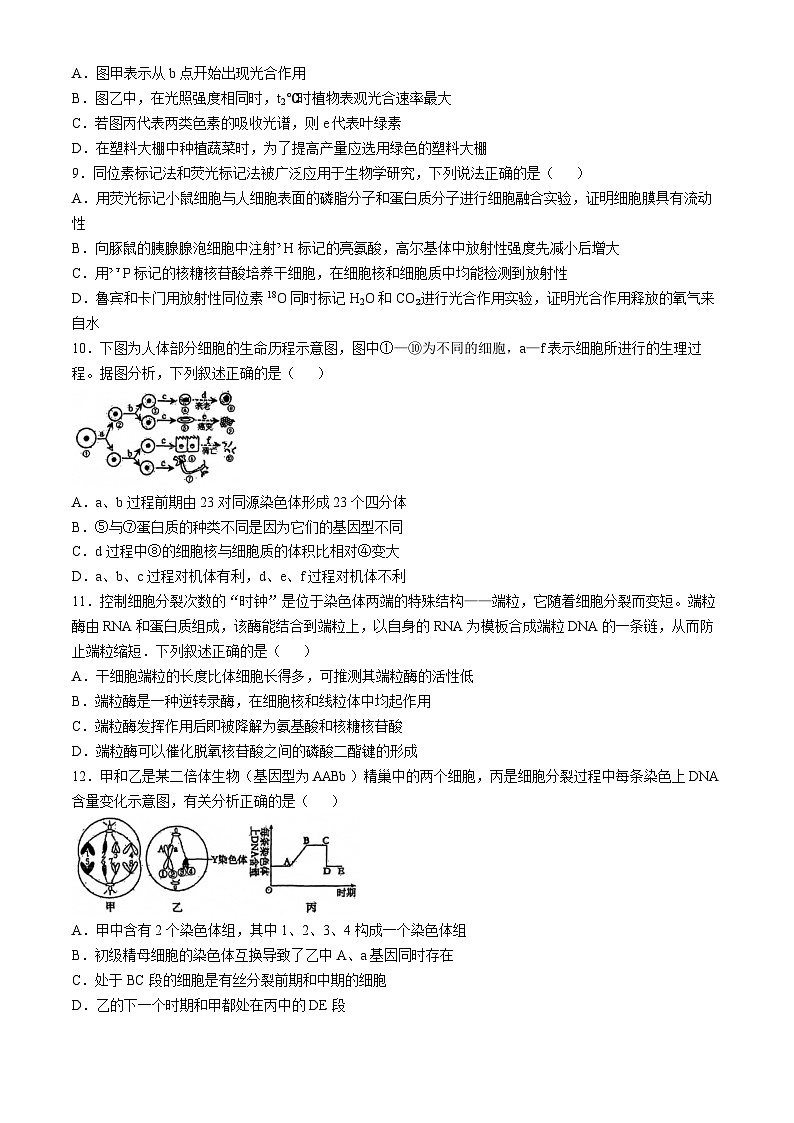 天津市天津市滨海新区天津市实验中学滨海学校2024-2025学年高三上学期10月月考生物试题第3页