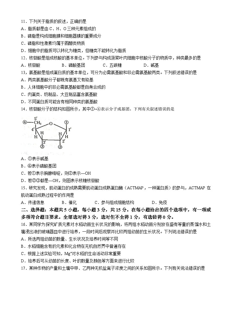 内蒙古名校联盟2024-2025学年高一上学期10月大联考生物试题第3页