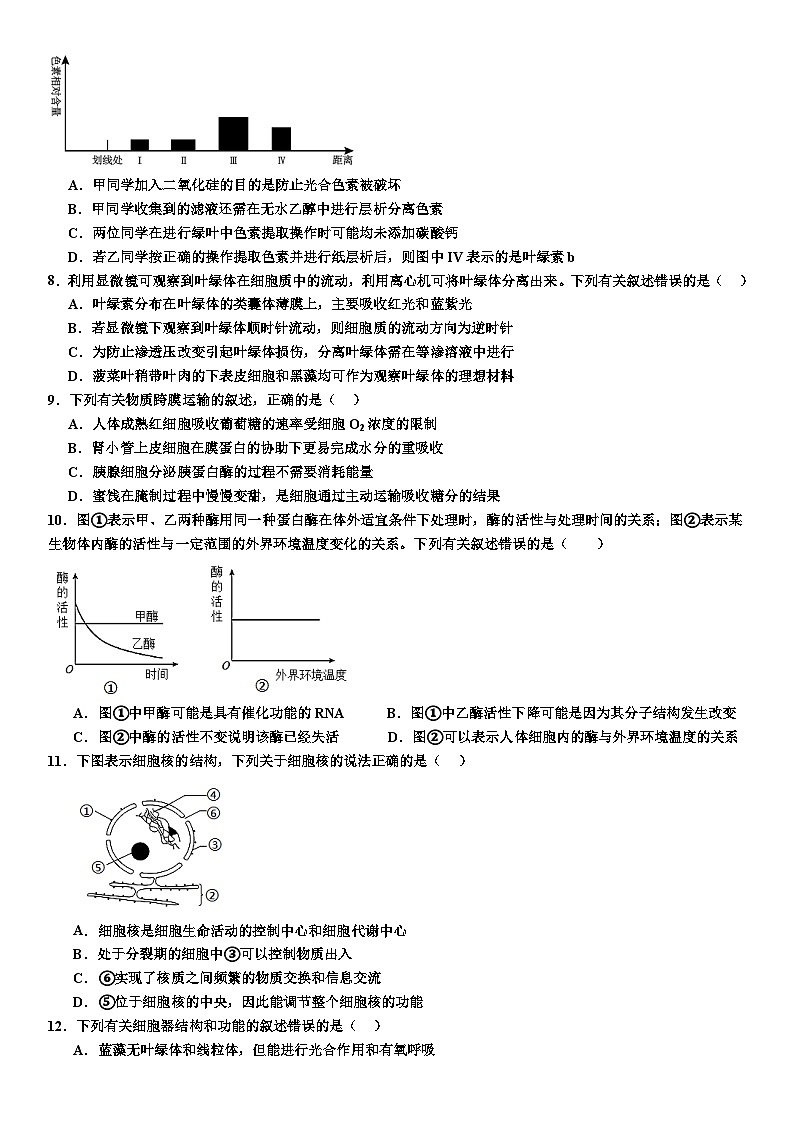 四川省内江市第一中学2023-2024学年高三上学期10月月考生物试题02