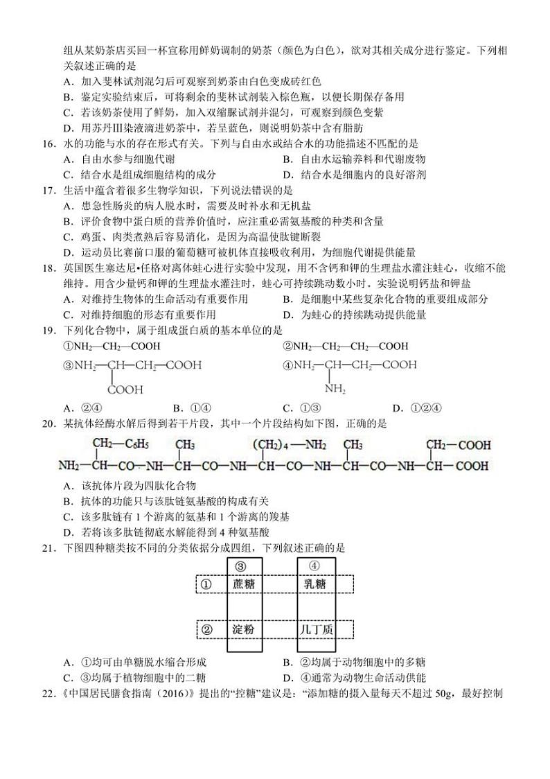 [生物]广西壮族自治区南宁市兴宁区南宁市第三中学2024～2025学年高一上学期10月月考试题(有解析)第3页
