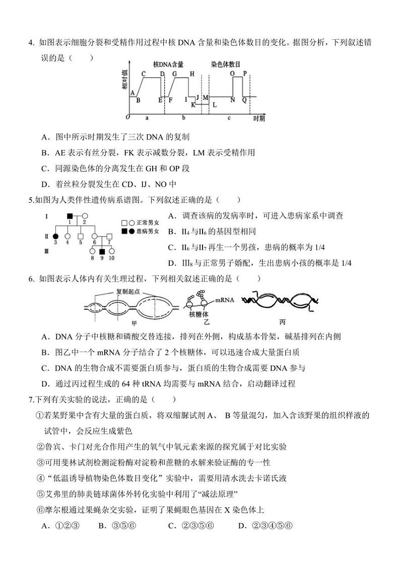 [生物]云南省保山市隆阳区保山市智源高级中学2024～2025学年高二上学期10月第一次月考学试题(有答案)02