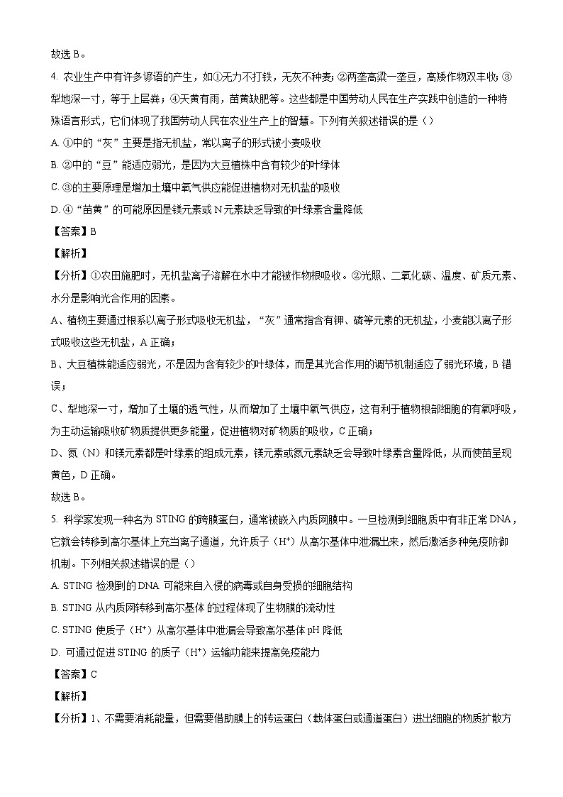 广东省梅州市兴宁市兴宁市第一中学2024-2025学年高三上学期10月月考生物试题（解析版）第3页