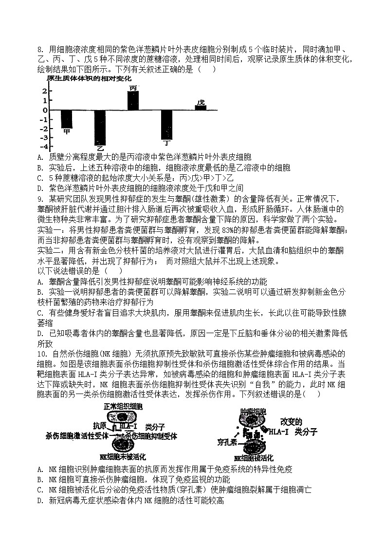 江西省南昌市第十中学2024~2025学年高三上学期第一次月考生物试题03
