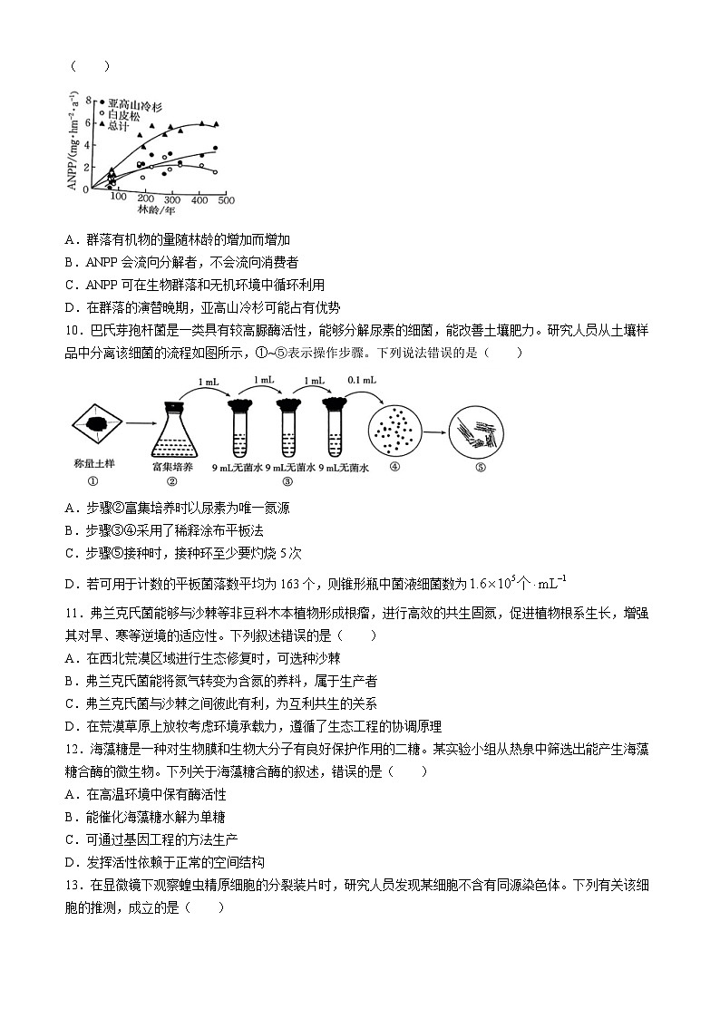 新疆部分名校2024-2025学年上学期高三上学期开学考试生物试题第3页