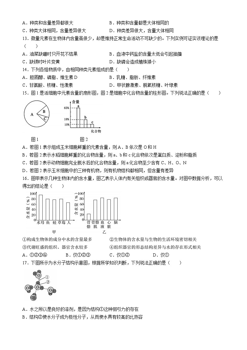 山西省太原市第十二中学校2024-2025学年高一上学期10月月考生物试卷第3页