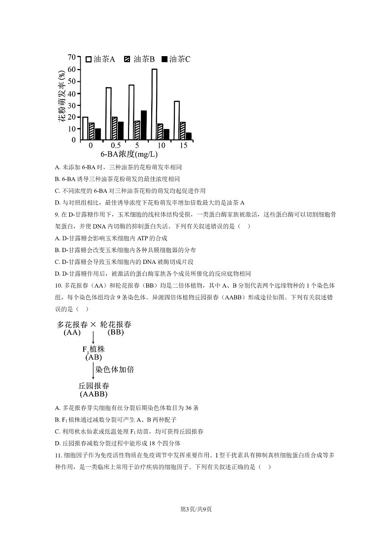 [生物]2024海南高考真题试卷及答案03