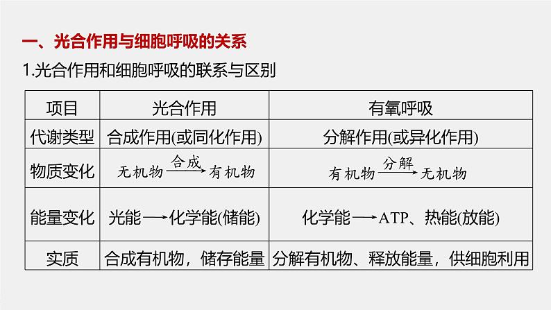 高中生物（人教版）新教材同步必修第一册课件+讲义 第5章　微专题四　光合作用与细胞呼吸的关系、曲线模型及相关实验设计03