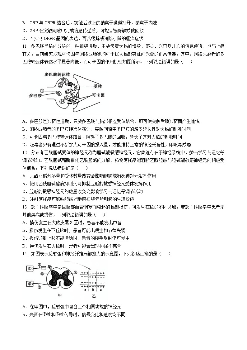 山东省青岛市即墨区实验高级中学2024-2025学年高二上学期第一次月考生物试卷第3页