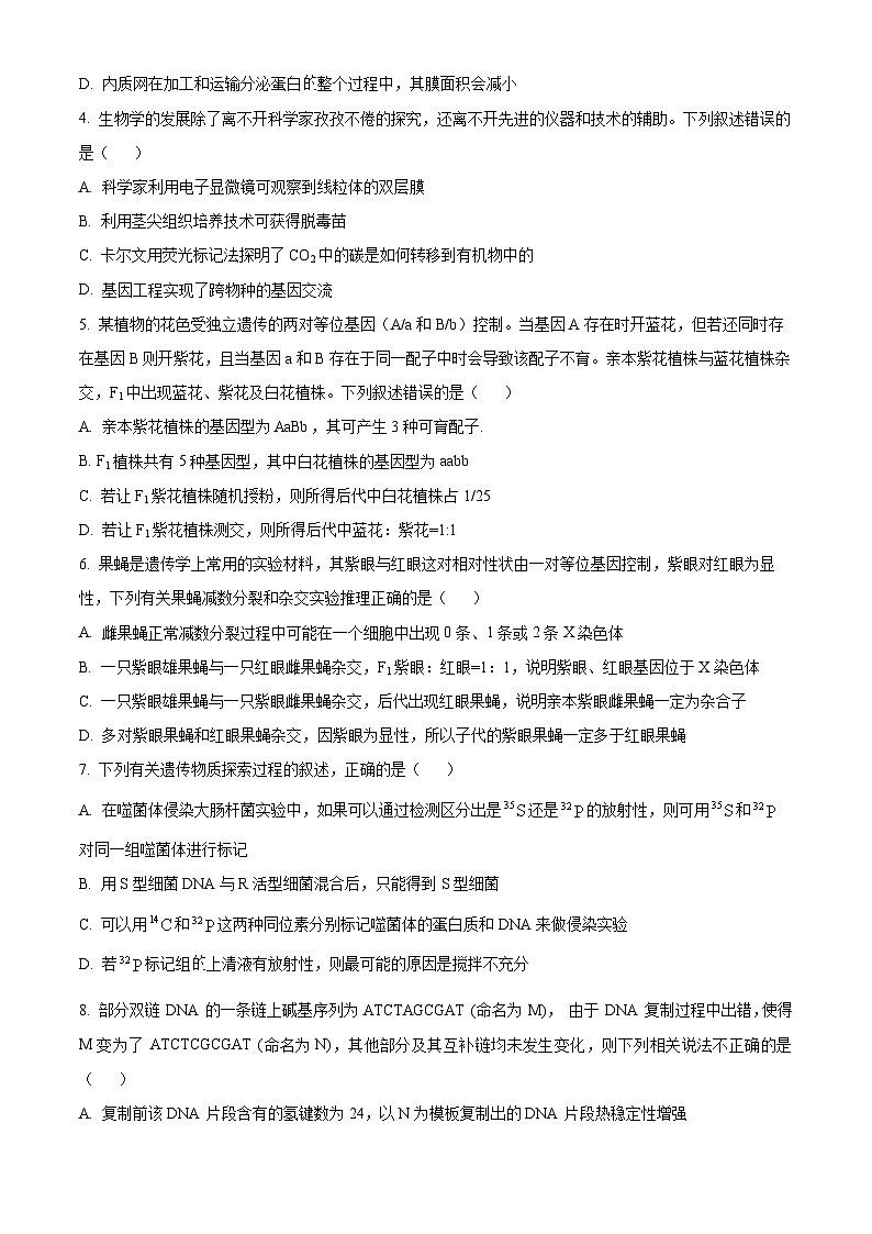 四川省成都市金牛区成都外国语学校2024-2025学年高三上学期10月月考生物试题 Word版无答案第2页