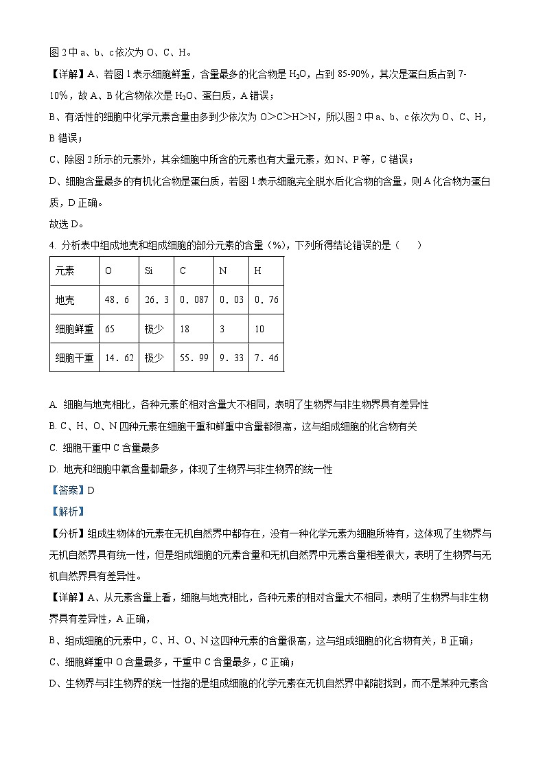 重庆市九龙坡区渝西中学2024-2025学年高一上学期10月月考生物试题（Word版附解析）03