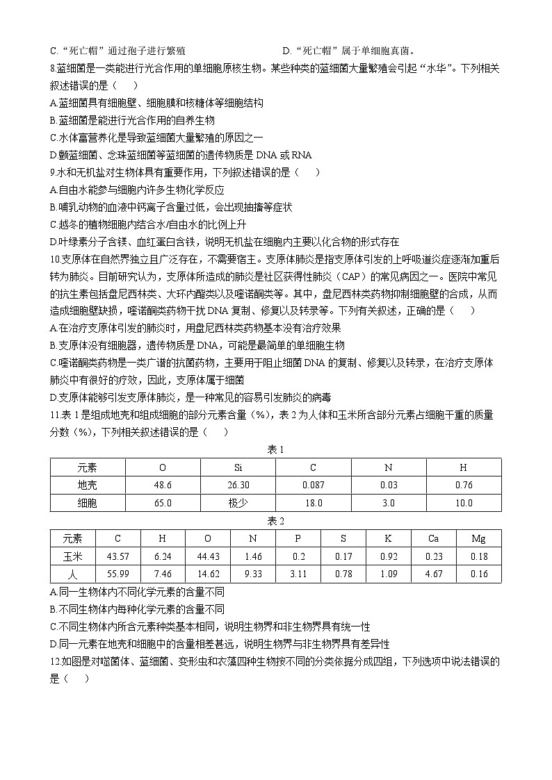 海南省屯昌中学2024-2025学年高一上学期第一次月考生物试题第2页