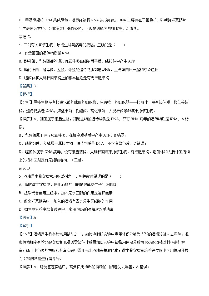 江苏省连云港市连云区连云港高级中学2024-2025学年高三上学期9月第一次学情检测生物试题  Word版含解析第3页