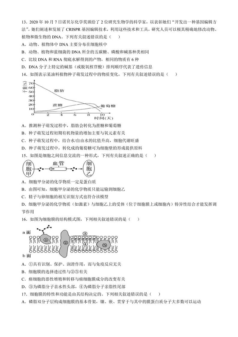 [生物]广东东华高级中学、松山湖高级中学2024～2025学年高一上学期学习效率检测(一)学月考试题(有答案)第3页